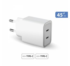 FORCE CARICA RETE DOPPIO USB-C+C 45W FPLICS2CC45WPDRW